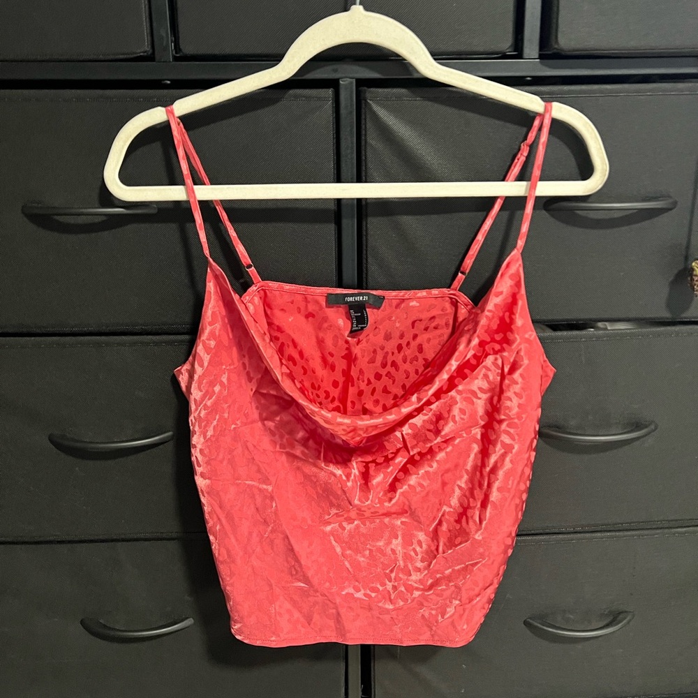 Aritzia Red Satin Cowl Neck Top